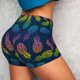thumbnail image 4 of Balery Retro Bright Pineapple Pantalones cortos de entrenamiento estampados para mujer, sin costuras, ajustados, para gimnasio, yoga, correr, deportes, ejercicio activo, fitness.-Large, 4 of 8