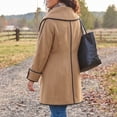 thumbnail image 5 of Women's Lapel Wool Blend Pea Coats Long Sleeve Button Down Casual Work Fall Winter Loose Woolen Coats, 5 of 7