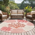thumbnail image 6 of 8ft Round Rug Red Coastal Area Rugs for Living Room Bedroom Washable Non Slip Circle Rug Low Pile Vintage Coral Ocean Modern Sea Abstract Indoor Floor Carpet for Kitchen Entryway Office Dining Room, 6 of 9