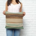 thumbnail image 2 of Teal Brown Pillow Covers 18x18 Inch Decorative Throw Pillow Cover, Farmhouse Rustic Wooden Plank Board Sofa Pillowcases Accent Cushion Case Home Decor Bedroom Living Room, 2 of 6