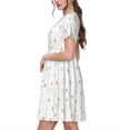 thumbnail image 2 of Rateoe Rabbit And Carrot Pattern Women’s Short Sleeve Dress – Casual Elegant Summer A-Line Dress for Everyday Wear, 2 of 6