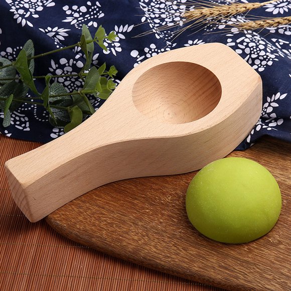 OUNONA 1Pcs Wood Bean Buns Mold for Baking and Crafts Simple Design Khaki 8.3x3.5in