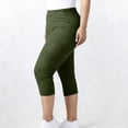thumbnail image 7 of Women Capri Pants Plus Size Stretch Knee Length Leggings Ribbed Elastic Waist Casual Summer Pull On Capris Army Green 2XL, 7 of 7