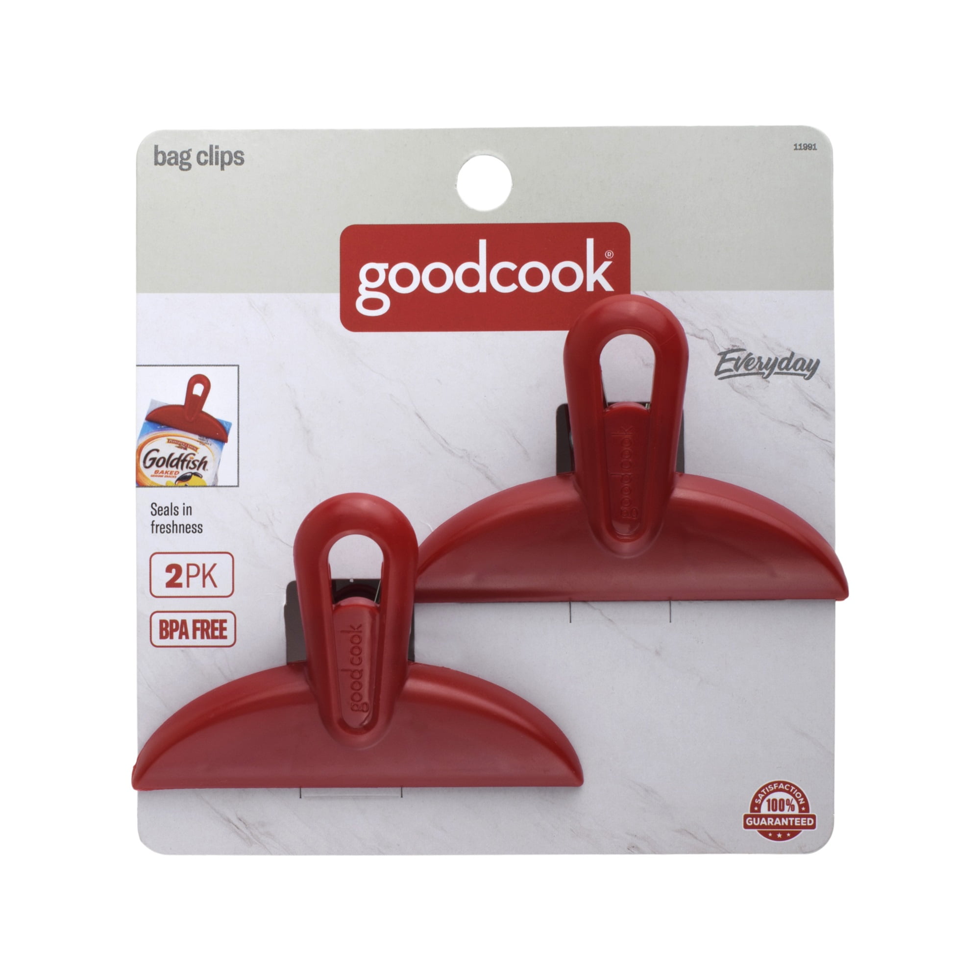 GoodCook 2-Piece 3-1/4 Plastic Spring-Loaded Mini Bag Clips Set, Red 