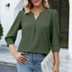 thumbnail image 4 of Camisa de gasa de manga 3/4 suelta de color sólido informal con estilo para mujer OAVQHLG3B Store lin121212, 4 of 5