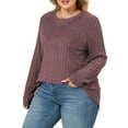 thumbnail image 3 of NISVIYA Womens Plus Size Tops Comfy Long Sleeve Elegant Loose Fit Crewneck Trendy Color Block Pullover Shirts, 3 of 6