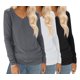 thumbnail image 1 of Camisas de manga larga Ekouaer, paquete de 3, para mujer, camiseta con cuello en V, 1 of 6