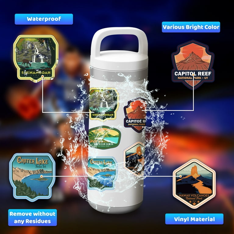 Wlhong National Park Water Bottle Stickers - All 63 Major USA Parks Pack -  Waterproof Vinyl Decals - Adventure Decals for Water Bottles, Laptop,  Computer 