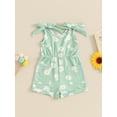 thumbnail image 2 of Suealasg Toddler Baby Girl Summer Clothes 6M 1T 2T 3T 4T Sleeveless Daisy 3D Ribbed Romper Shorts Jumpsuit Kids One Piece Outfit, 2 of 7