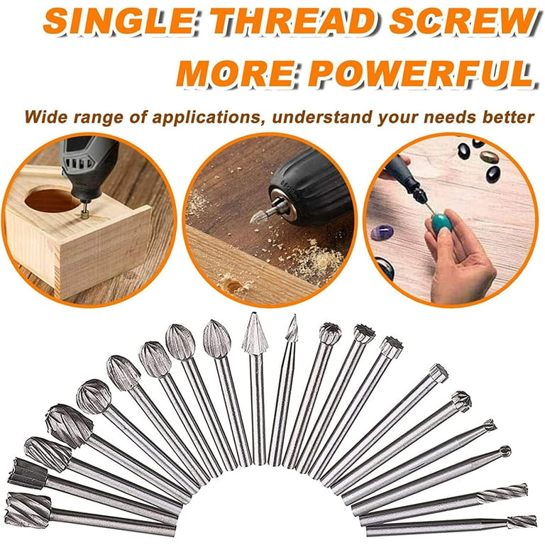 Carving Bits Wood Engraving Router Bit with 1/8(3mm) Shank, 20Pcs HSS  Different Burr Set to Meet Your Different Needs, Durable Rotary Tools