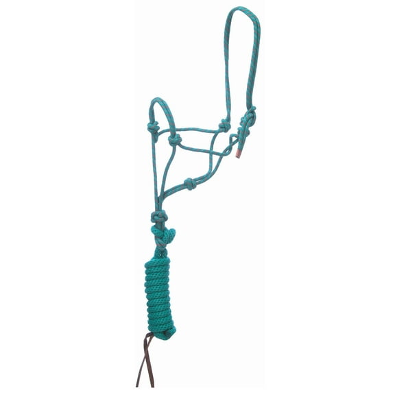 Weaver Leather Diamond Braid Rope Halter and Lead, Teal/Gray/Orange