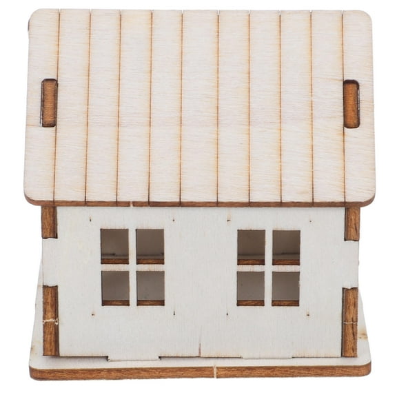 CTIRCHIU Beige Wooden Christmas House Model with Detailed Design, Simple Assembly, Ideal Holiday Decoration and Festive Display