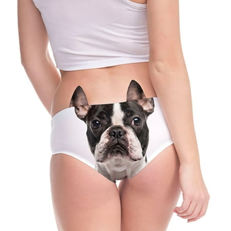 

Briefs For Women Underpants Women s Flirty Sexy Funny 3D FRENCHIE Printed Animal Middle Waist Tail Underwears Briefs Gifts With Cute Ears White XXL 3pcs
