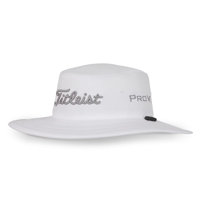 Sombrero de golf Titleist Tour Aussie blanco y gris con protección UV 50+ UPF