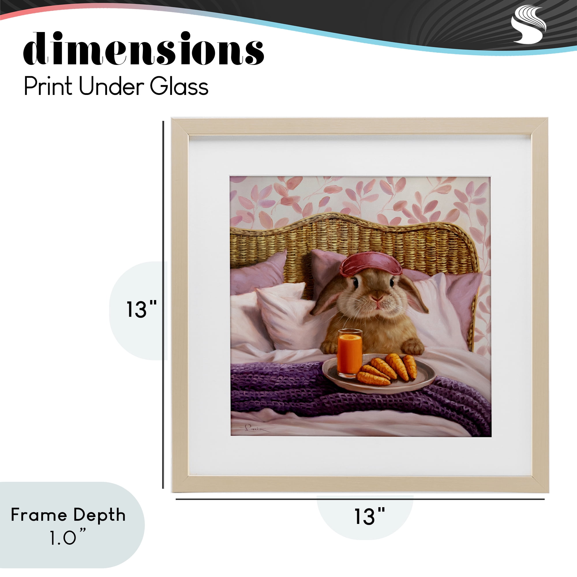 Stupell Industries Hoppy Meal Bunny in Bed Birch Framed Print Under Glass, design by Lucia Heffernan
