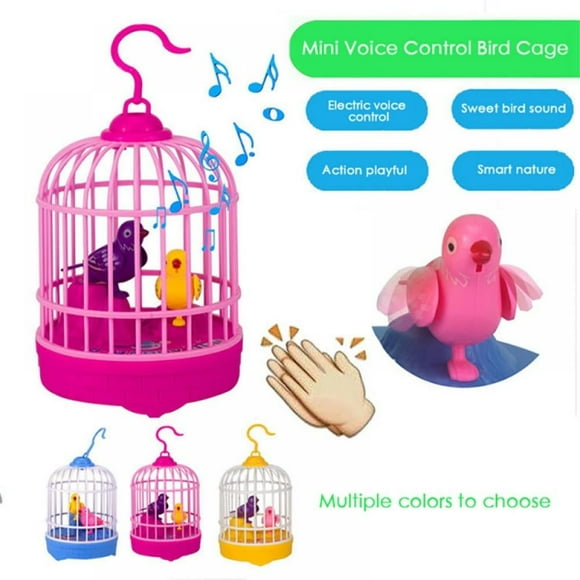 Jouet de Cage à Oiseaux à Induction Activée par la Voix, Oiseaux Chantants, Pépiants et Volantants, Jouets d'Oiseaux, Cadeaux pour Bébé, Tout-Petit, Enfants