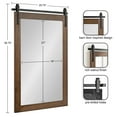 thumbnail image 3 of Kate and Laurel Cates Decorative Framed Wall Mirror, 26 x 39, Walnut Brown, Farmhouse Barn Door-Inspired Bathroom Mirror with Substantial Frame and Modern Charm, 3 of 8