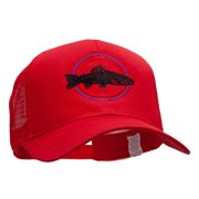 Bass Fishing Embroidered Prostyle Mesh Cap - Red OSFM