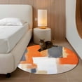 thumbnail image 3 of Burnt Orange Gray Round Area Rug 3 FT,Small Kitchen Bathroom Mats,Modern Abstract Oil Painted Geometric Washable Indoor Outdoor Throw Runner Carpet Non-Shedding Doormat for Table Shower Sofa Entryway, 3 of 8