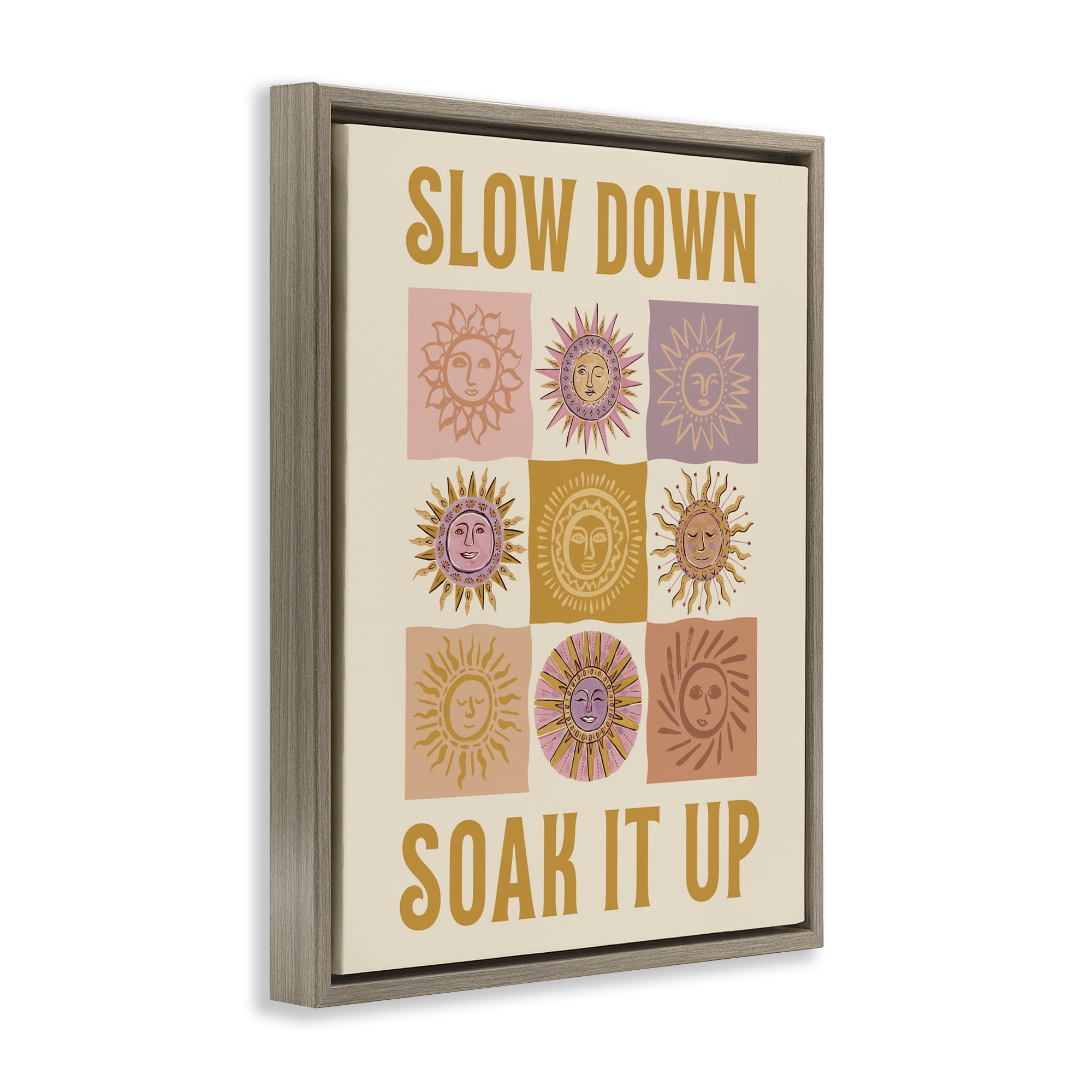 Stupell Industries Slow Down Soak It Up Brown Framed Floater Canvas Wall Art, design by Two If By Sea Studios