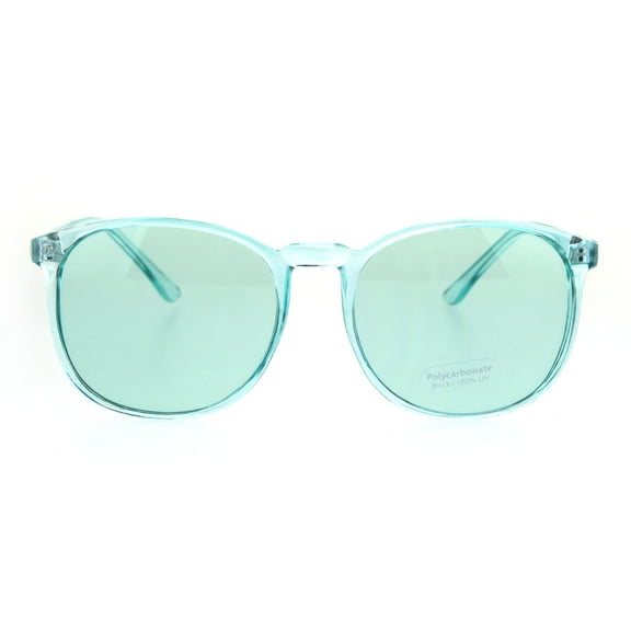 Pop Color Womens Round Plastic Boyfriend Hippie Sunglasses Green