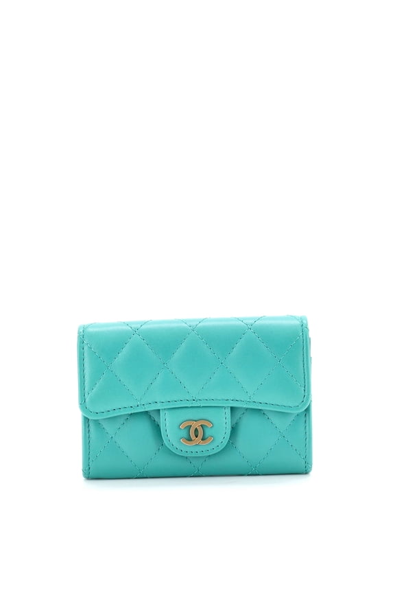 Pre-Owned CC Compact Classic Flap Wallet Quilted Caviar By Rebag