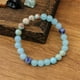 thumbnail image 5 of Pulsera de cristal Pulsera de amazonita aguamarina Pulsera de cordón elástico hecha a mano con piedra azul, 5 of 7