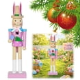thumbnail image 2 of Cute Traditional Rabbit Wooden Nutcracker 10 Inch Easter Wood Decorative Bunny Figurine Ornament for Spring Home Decor Collectible Gifts (Pink), 2 of 10