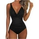 thumbnail image 2 of Traje de baño de una pieza para mujer, cómodo, liso, con almohadilla en el pecho, sin aros, Bikini con escote en V profundo OAVQHLG3B Store  lin121212, 2 of 4