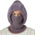 thumbnail image 4 of Gorro de invierno con capucha de punto polar para mujer, con mascarilla para el cuello y la cara, gorro de invierno grueso para ciclismo y esquí al aire libre, 4 of 5