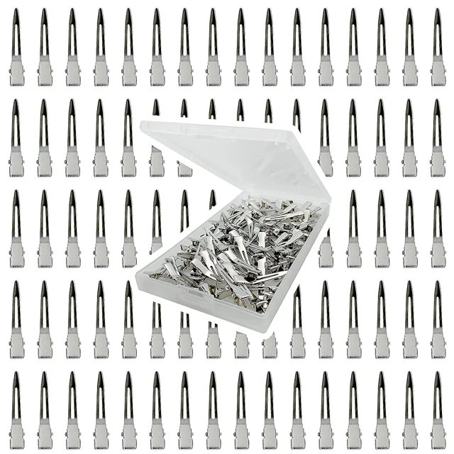 80 pinzas de pelo de metal con pico de pato para mujer, horquillas plateadas para pelo largo, pinzas de cocodrilo para rulos de pelo grueso, salón