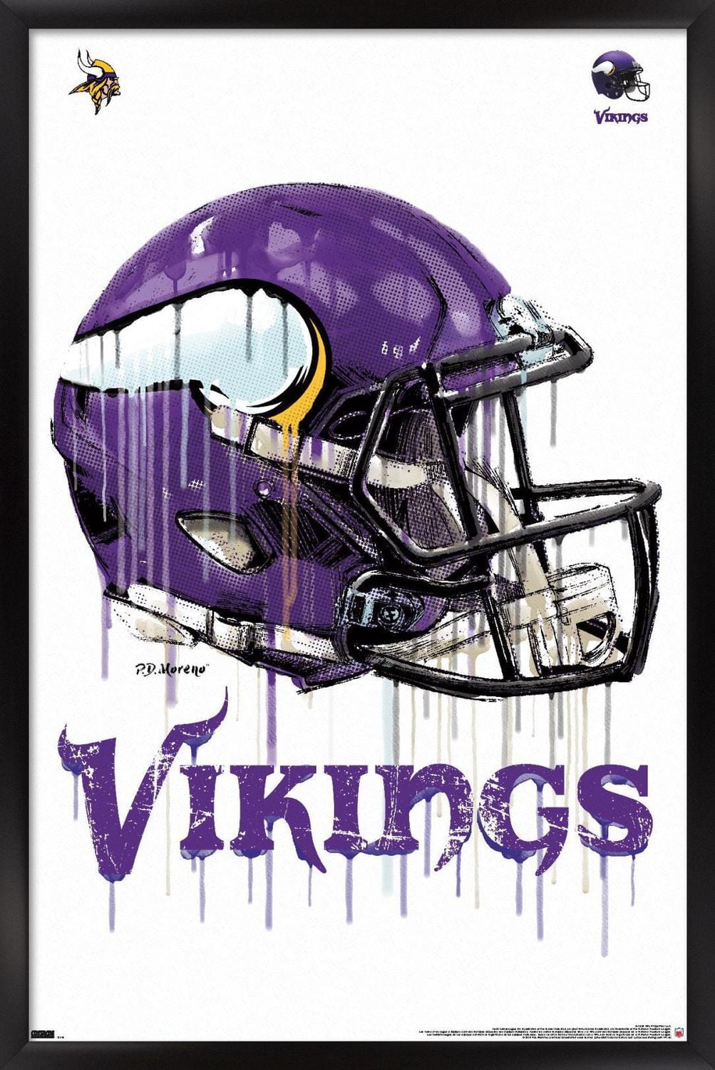 NFL Minnesota Vikings - Drip Helmet 20 Wall Poster, 22.375" x 34" Framed
