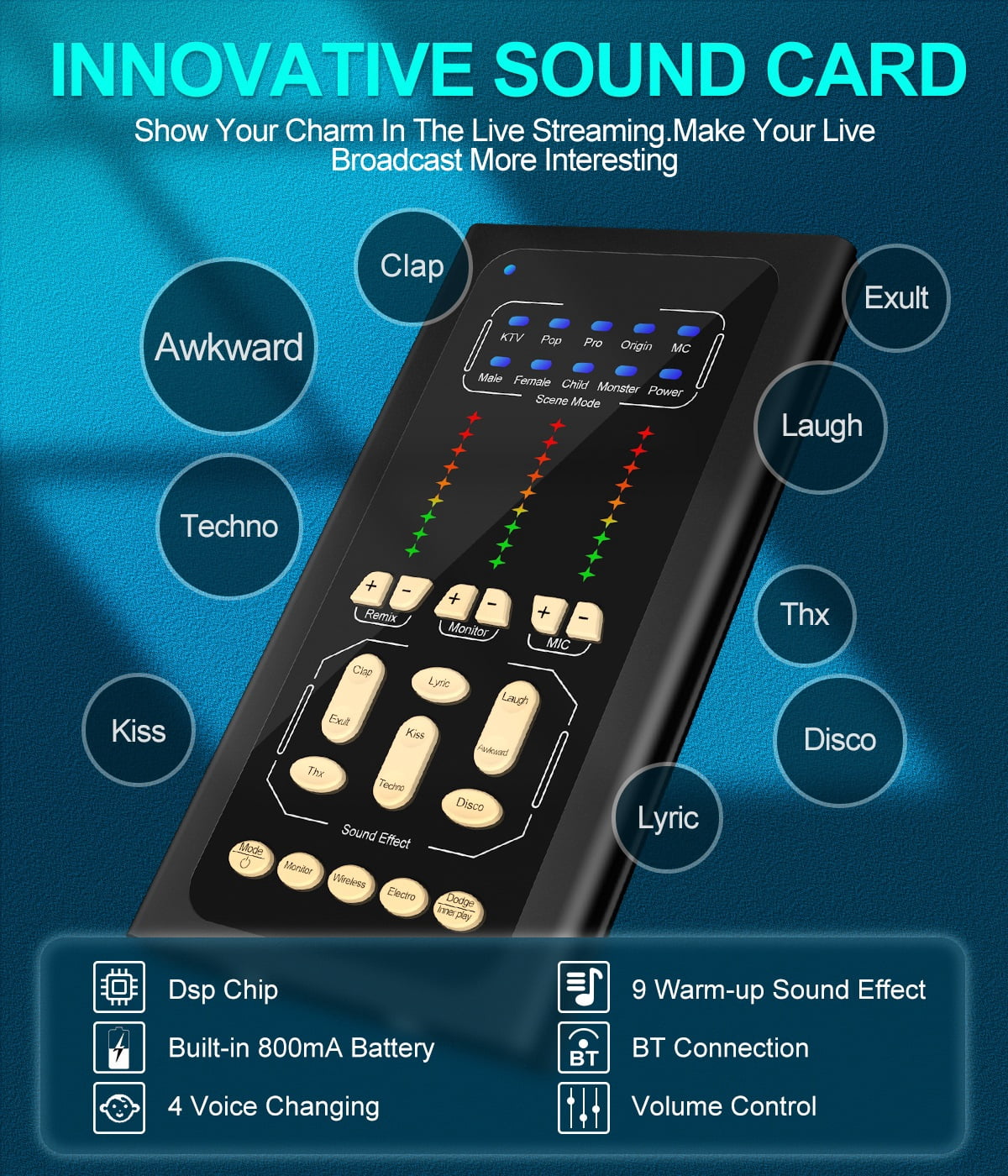 S2 Live Sound Card Interface DJ Mixer USB Sound Card Kit Voice Changer Sound Broad Bluetooth
