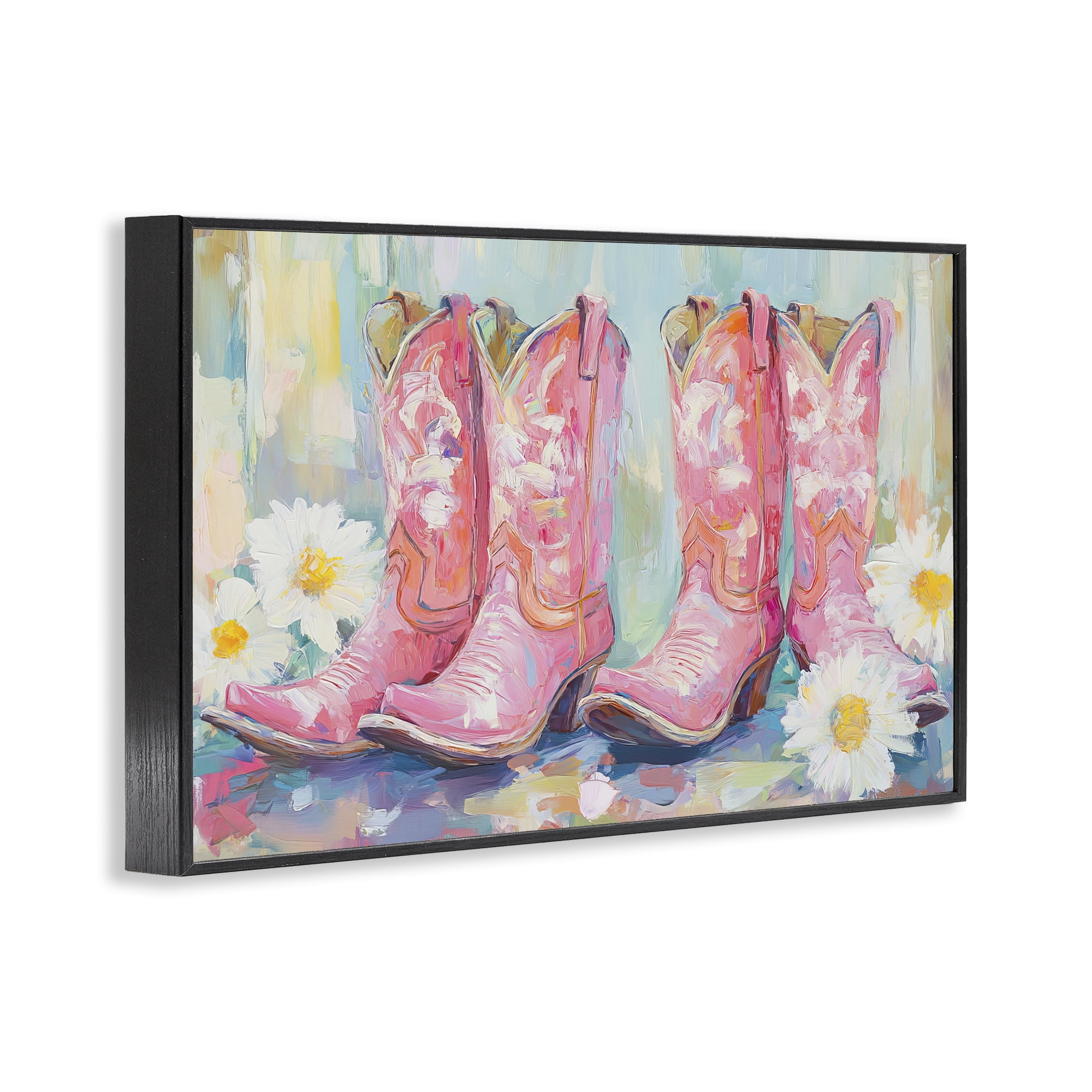 Stupell Industries Pink Cowgirl Boots Pairs Black Framed Giclee Art, design by Tina LeCour