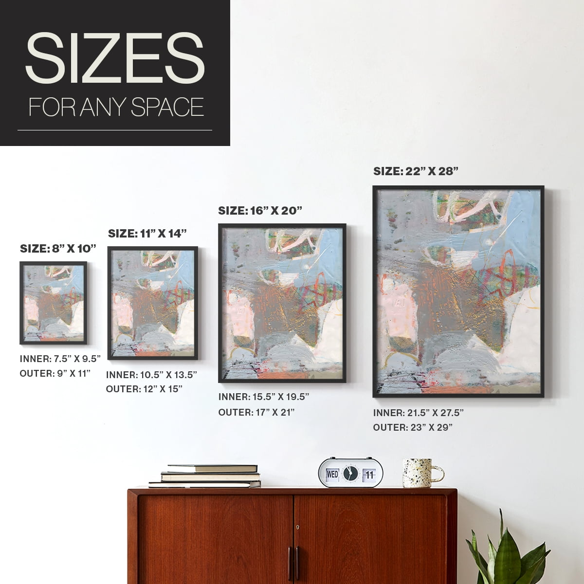 Minim II in Black Solid Wood 8 x 10 Framed Print
