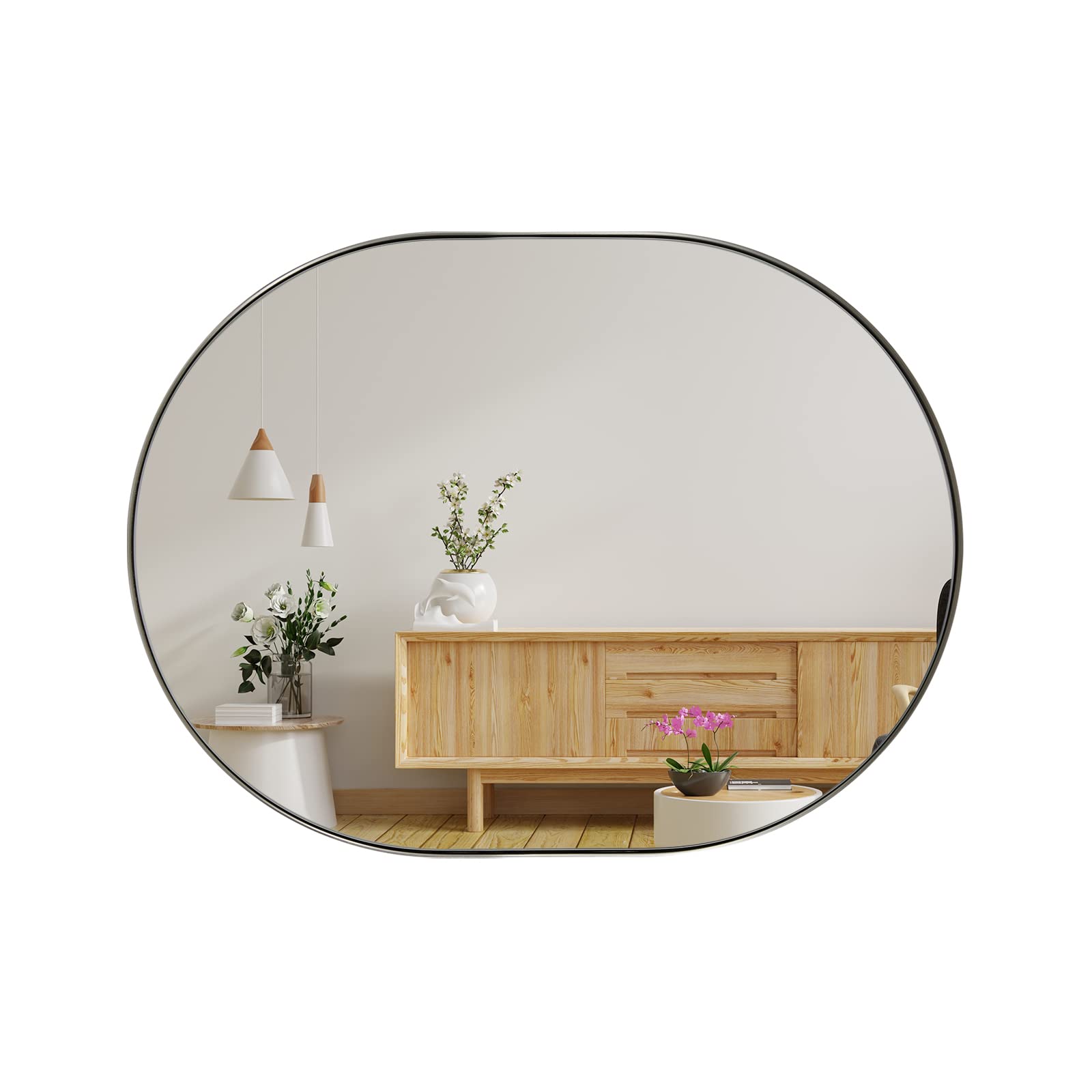 ANDY STAR Chrome Bathroom Mirror 30x40'', Large Oval Mirrors for Wall