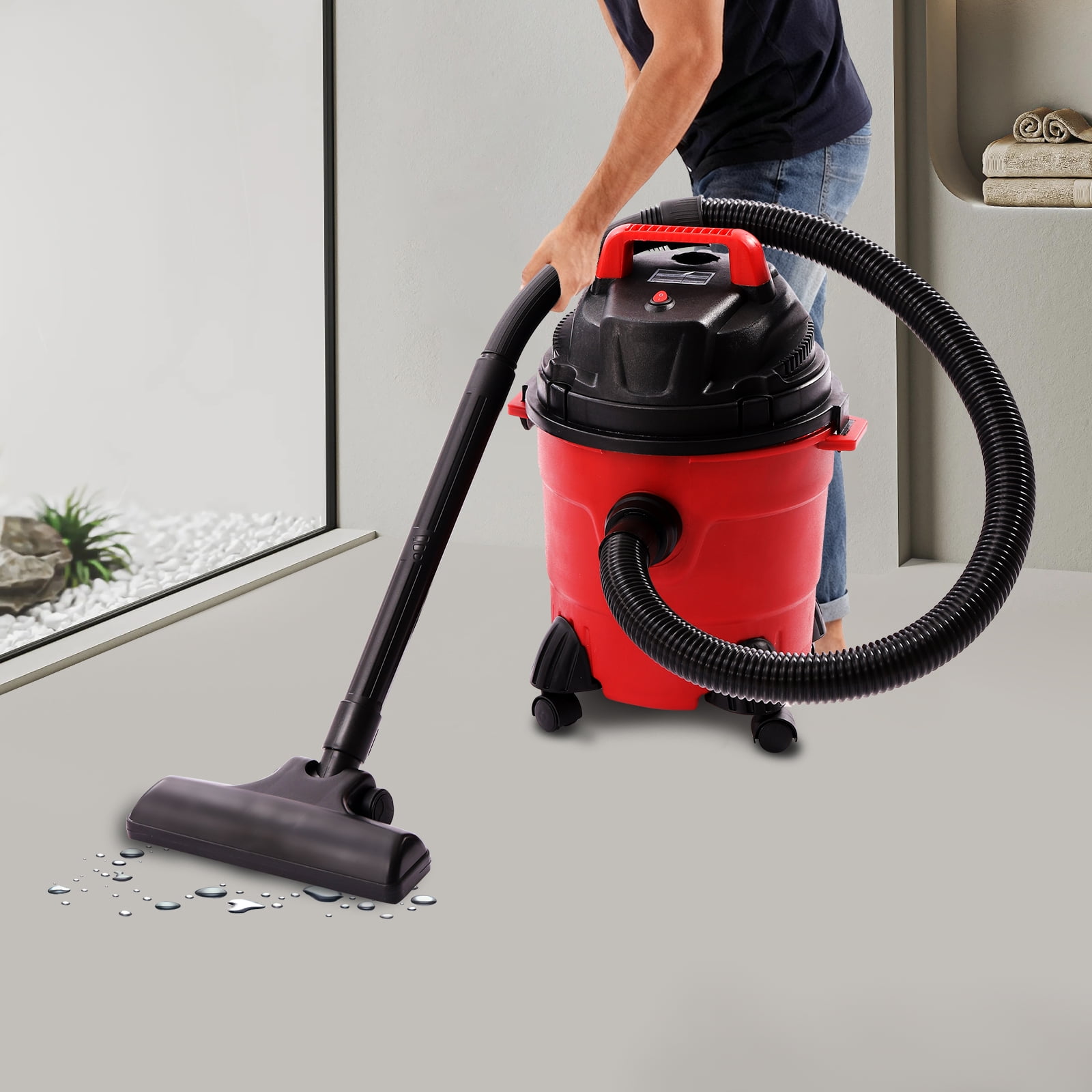 4 Gallon Wet Dry Vacuum Cleaner 1.34HP Portable Cleaner Machine Floor Cleaner with Blower Function for Floor Upholstery Gap Car