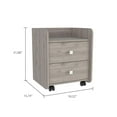 thumbnail image 3 of Aura Nightstand, Metal Handle, Two Drawers, Superior Top Black, 3 of 13
