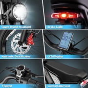 Electric Bike for Adults, 750W Peak ,Max 28Mph & 90Miles Electric Bicycle, 48V/25Ah,20 Fat Tire E-Mountain Bike,Full Suspension & 7Speed