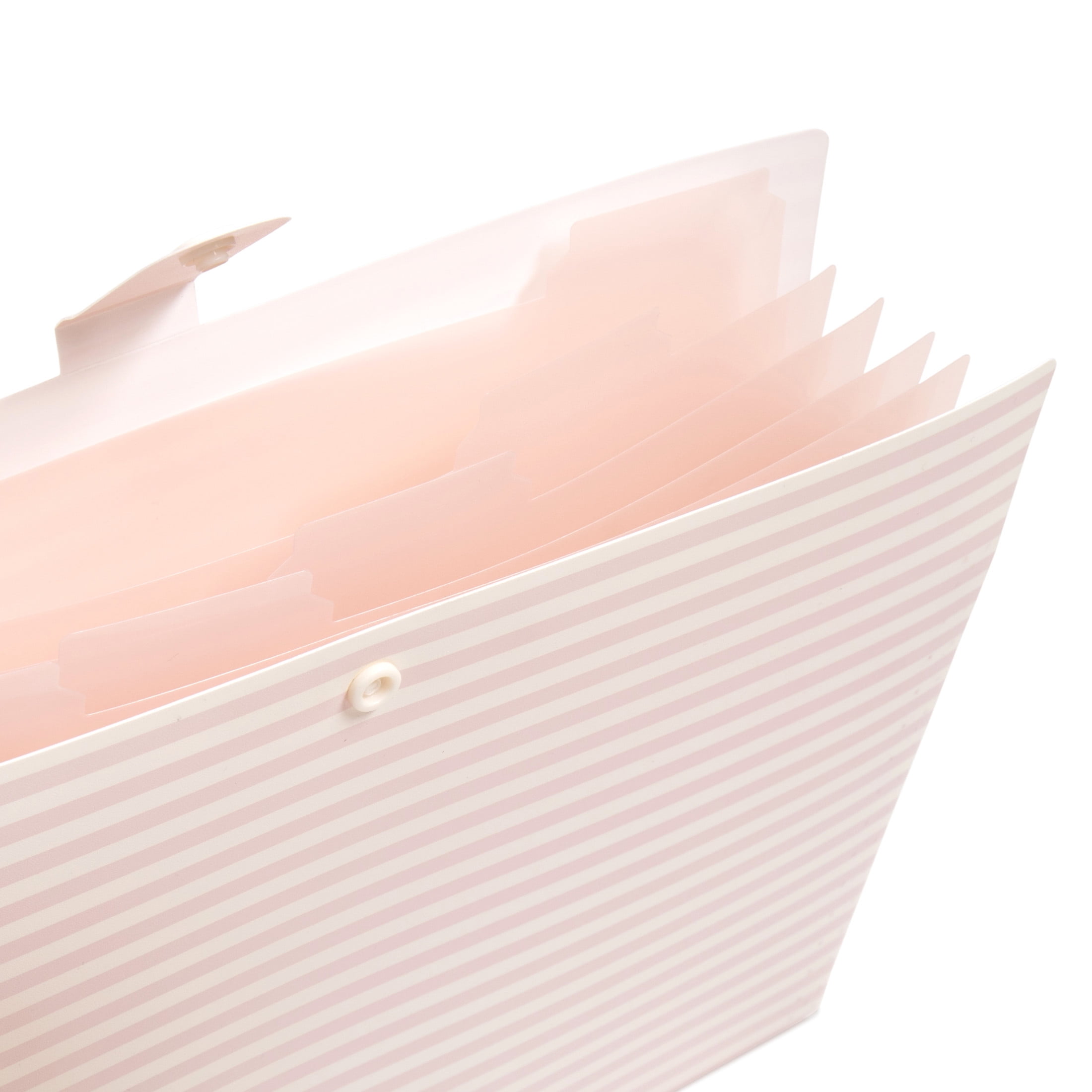 U Brands 6 Pocket Expandable File, 13" x 9.5" x 0.8", Pink Stripe, File Organizer, Freestanding