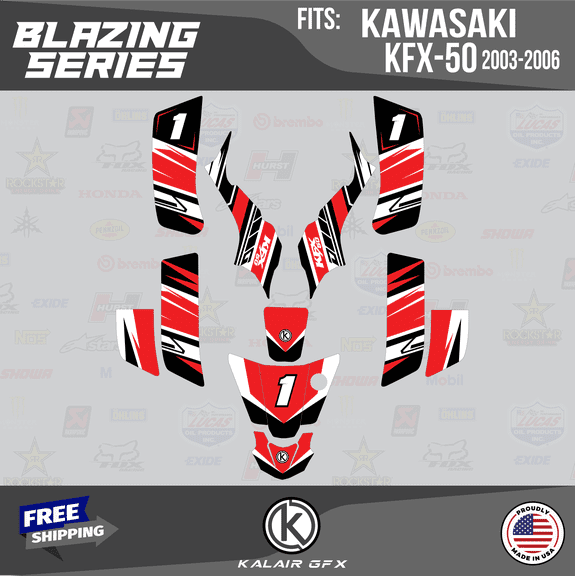 Kalair GFX Graphics Kit for Kawasaki ATV KFX50 (2003-2006) Blazing Series
