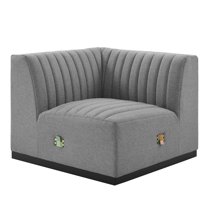 Modular Sofa Corner Chair, Black Grey Gray, Fabric, French Living Lounge Cafe Lobby Hospitality Restaurant, Modern Contemporary HB33758