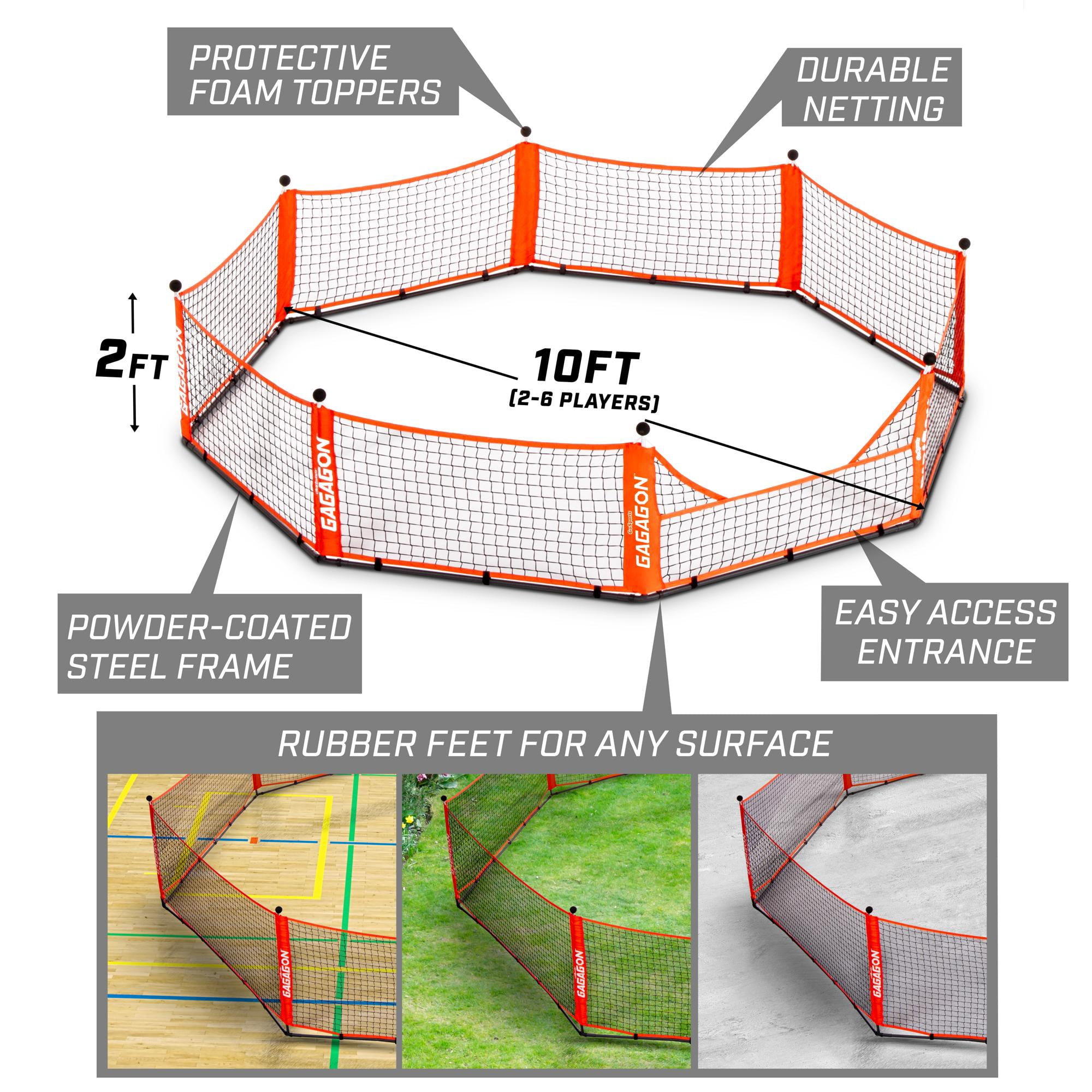 GoSports Gagagon 10 ft Gaga Ball Pit - Portable Indoor/Outdoor Game Set - Includes 2 Balls and Carrying Case