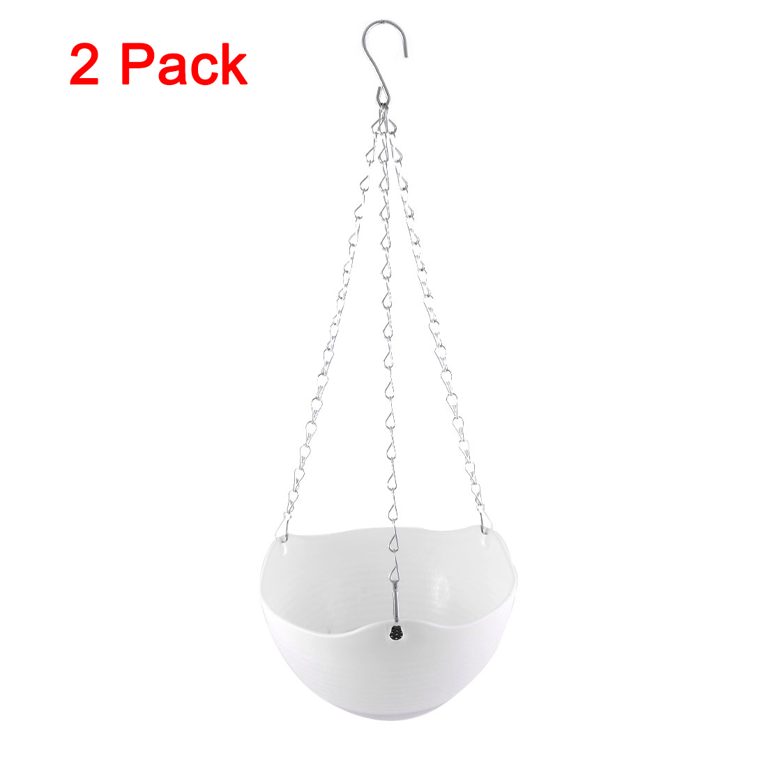 2 Pack Plastic Hanging Flower Pot Chain Plant Planter Basket Home