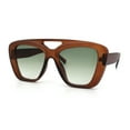 thumbnail image 4 of Women Oversized Thick Plastic Rectangle Cat Eye Flat Top Diva Sunglasses Matte Brown - Green, 4 of 8