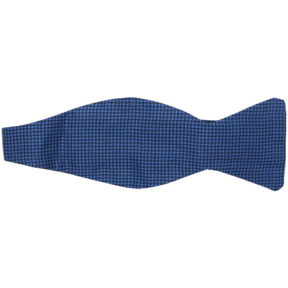Dion Nœud Papillon à Crochet Réversible Pied-de-Poule et Gros-Grain en Soie Cobalt / Noir pour Homme - Taille Unique