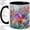 Black, variant on Purple Iris Accent Mug, 11oz Ceramic Coffee Cup for Flower Lovers