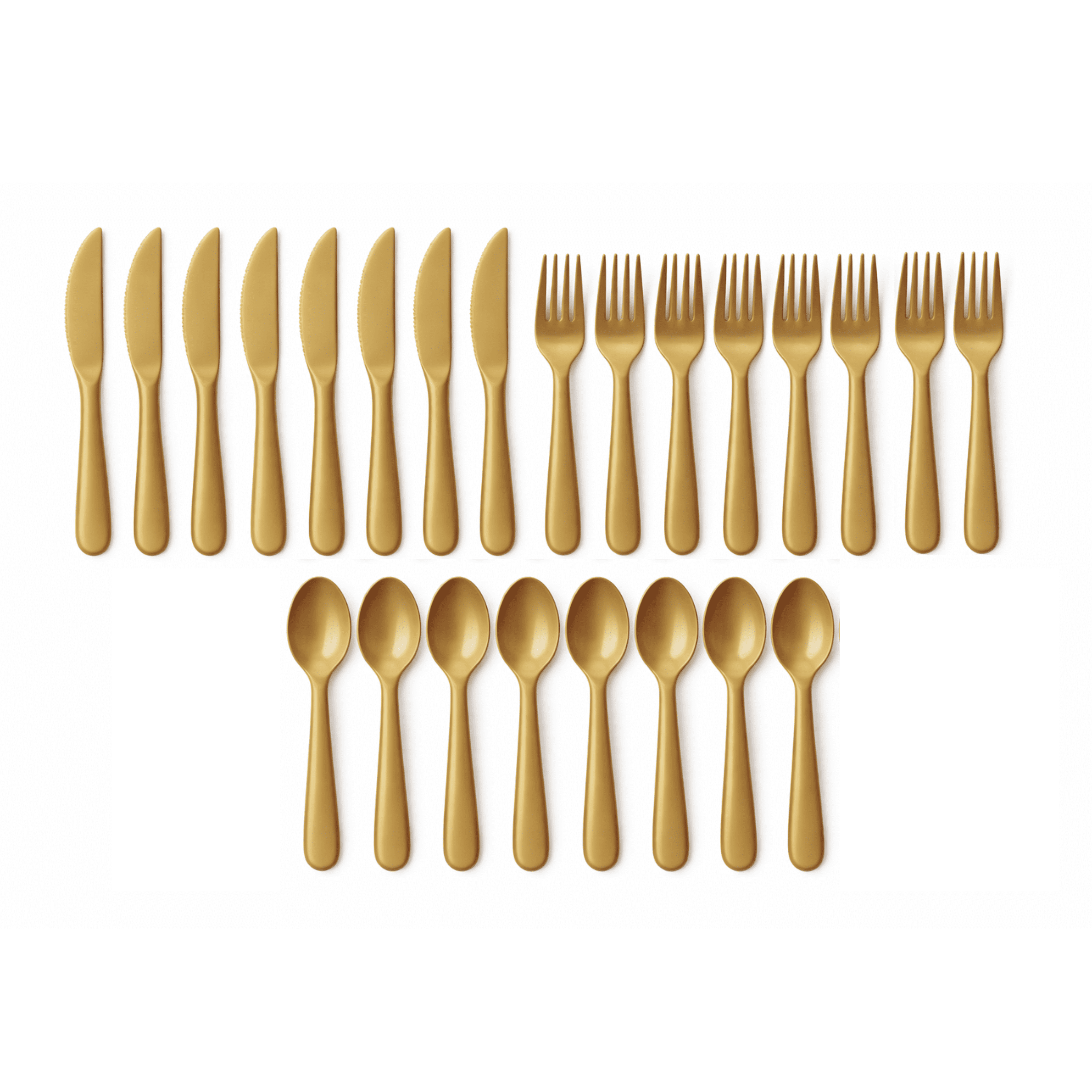 Fantastik Party Gold Plastic Assorted Cutlery Set, 24 Pieces