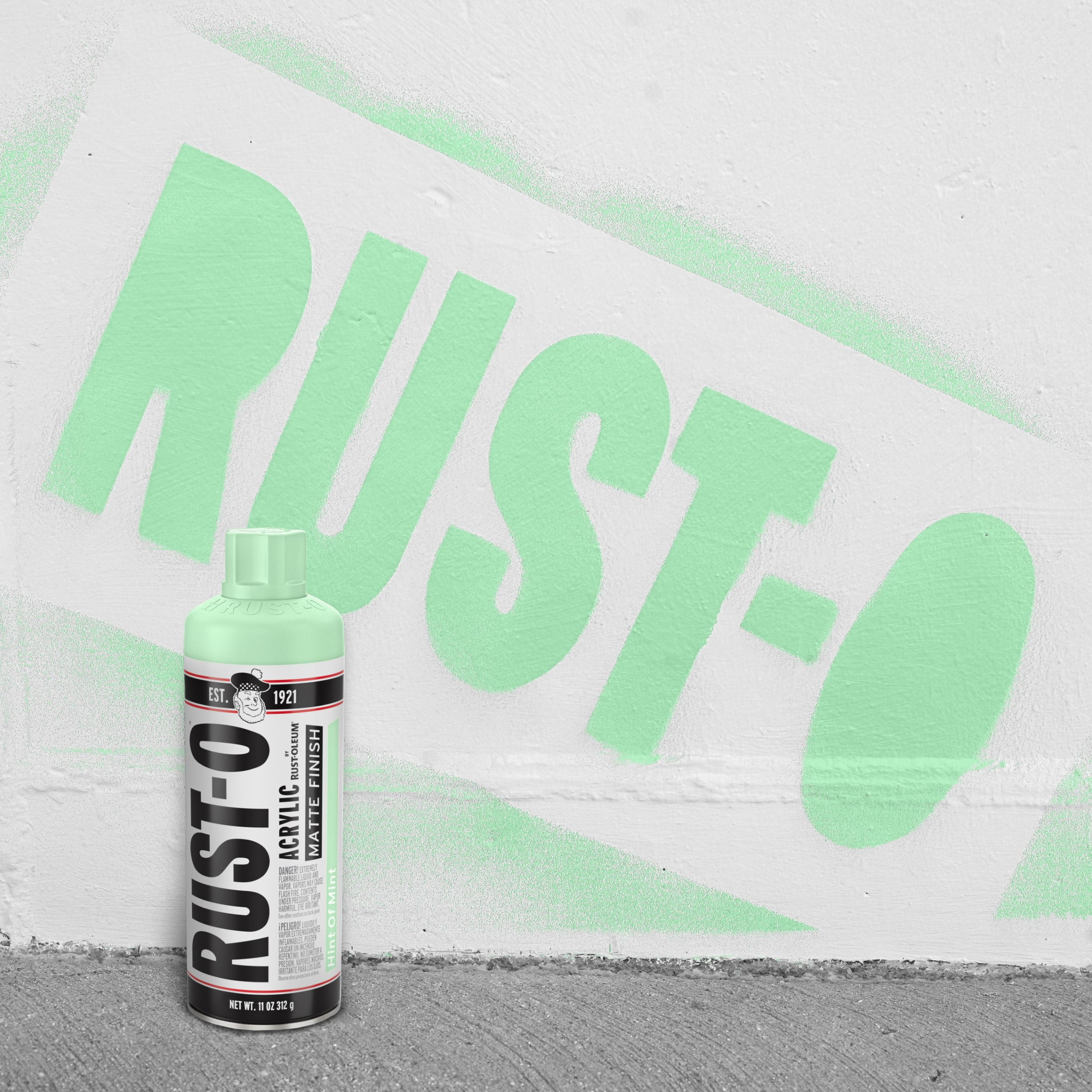 (2 pack) Hint of Mint, Rust-Oleum Rust-O Acrylic Matte Spray Paint-392205, 11 oz