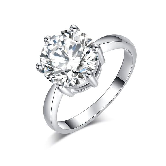 Yoursfs 2Ct Engagement Promise Rings Anniversary Bands For Women White Gold Plated Classic 6-Prong Setting Round Cut CZ Solitaire Rings (Size 7)